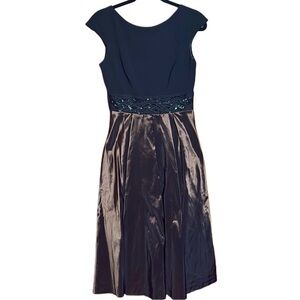 Badgley Mischka Black Bronze Taffeta long Maxi Cocktail Formal Dress sz 6